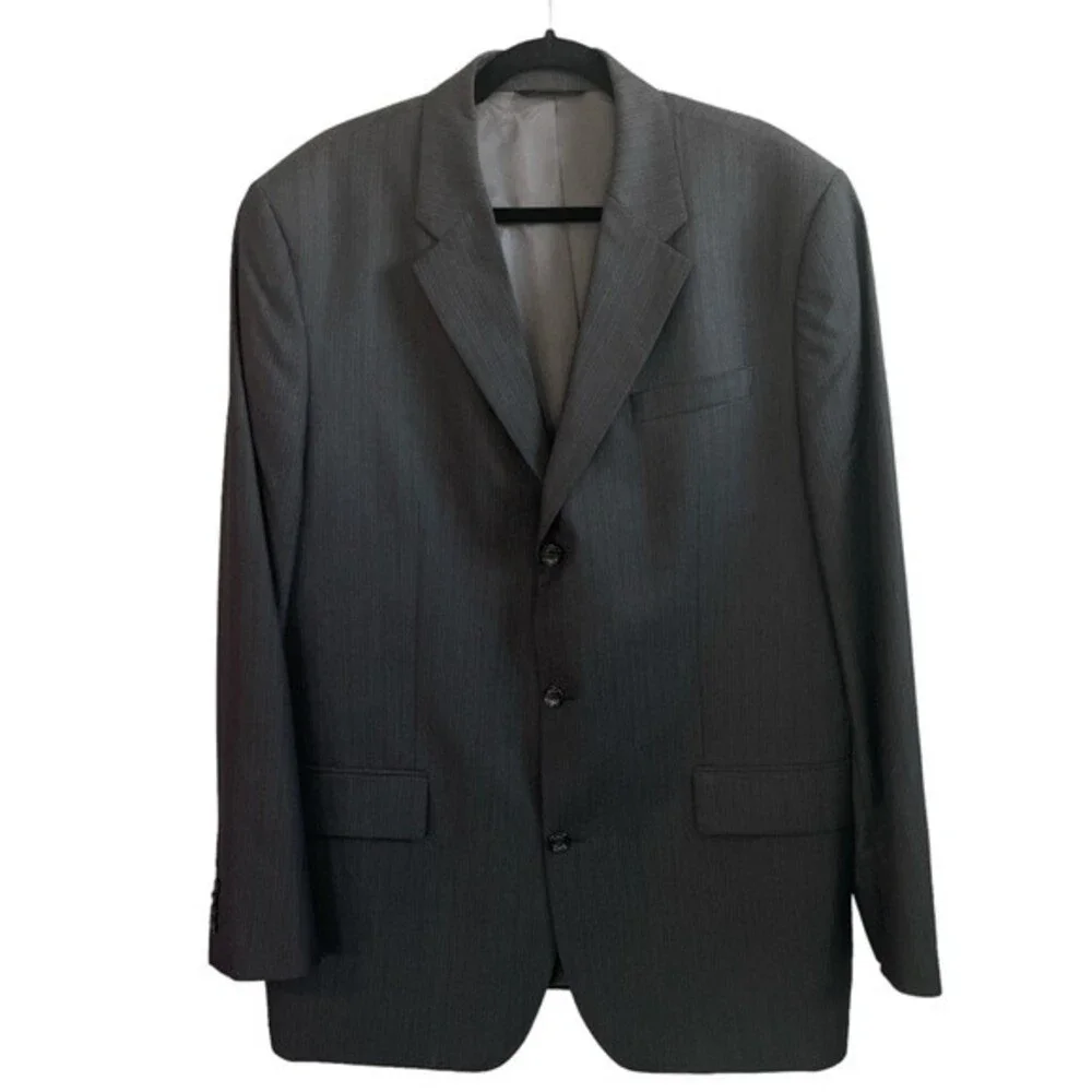 Banana‎ Republic Blazer Jacket Size 46L Gray Blue Pinstripe